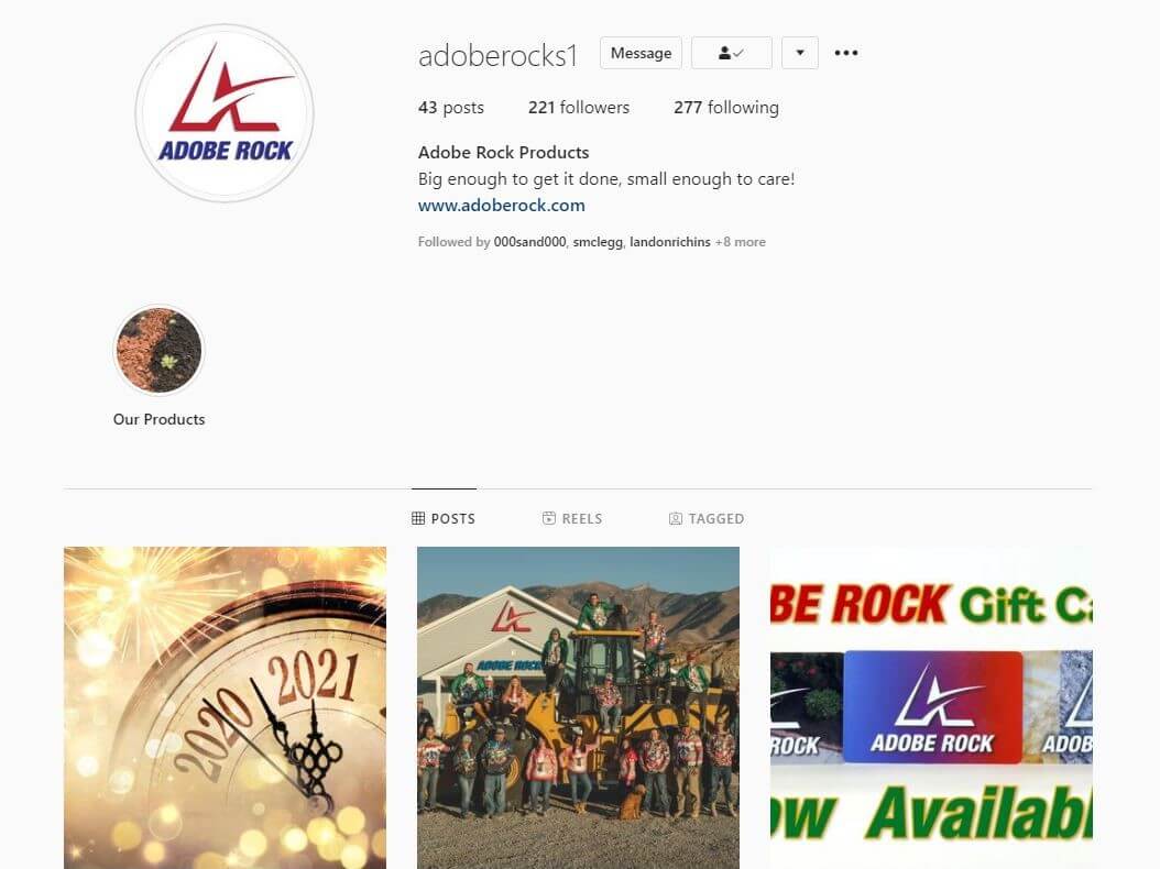 Adobe Rock Instagram Page